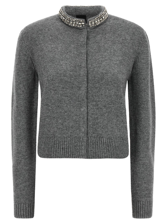 Jewel Collar Cardigan Sweaters And Cardigans Gray