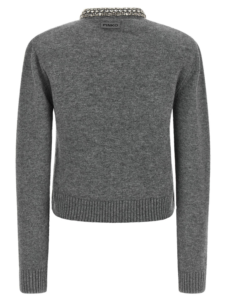 Pinko Jewel Collar Cardigan Sweaters and Cardigans - Gray | a3b27b1de6954ddd444c53f60525977f48bb62a1