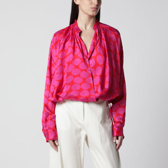 Crossed Shirt With Fuchsia Print