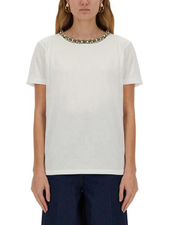 T-Shirt With Embroidered Collar