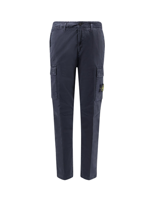 Stretch Cotton Trousers With Iconic Logo Patch
