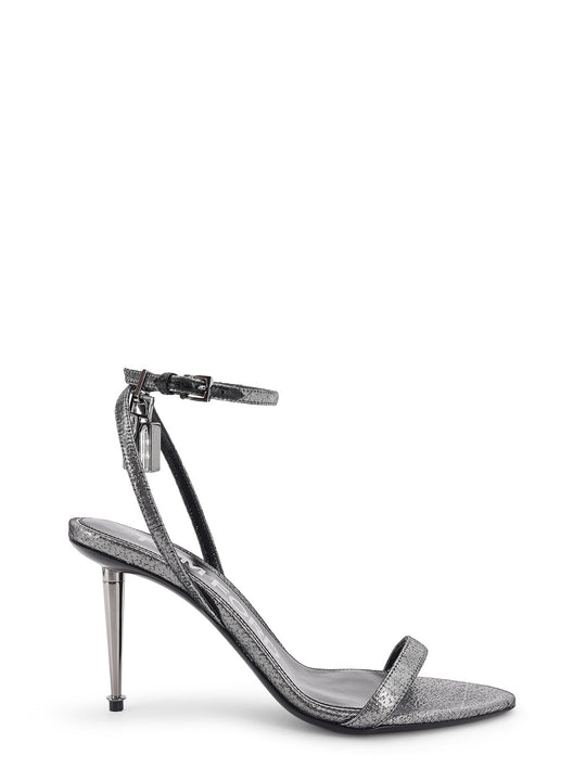 Laminated Heeled Sandals With Laminated Effect