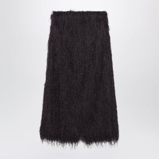 Dark Purple Midi Skirt With Fringes