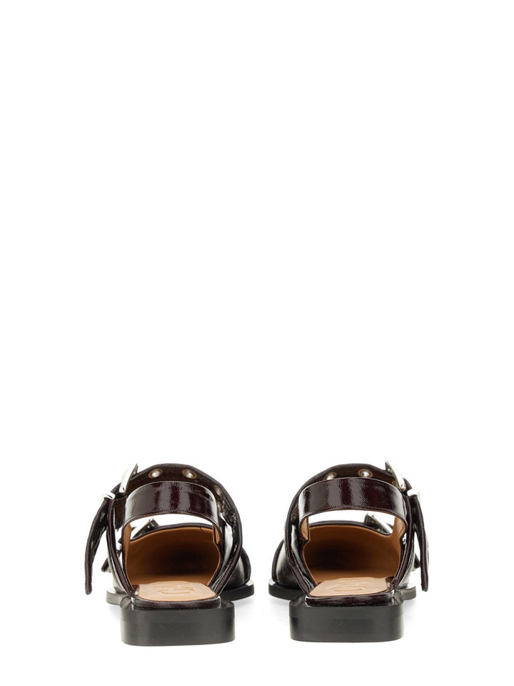 Ganni Flat Shoes - Burgundy | Wanan Luxury