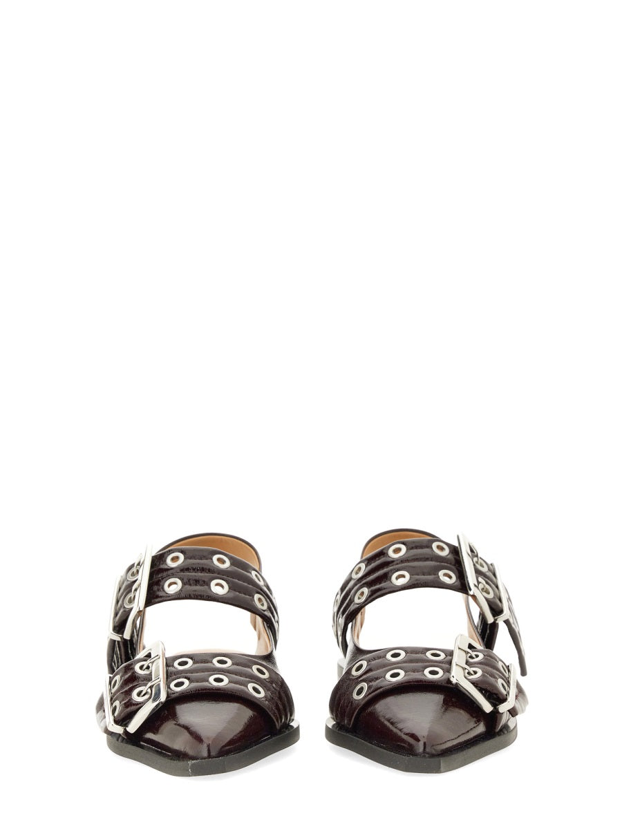 Ganni Flat Shoes - Burgundy | Wanan Luxury