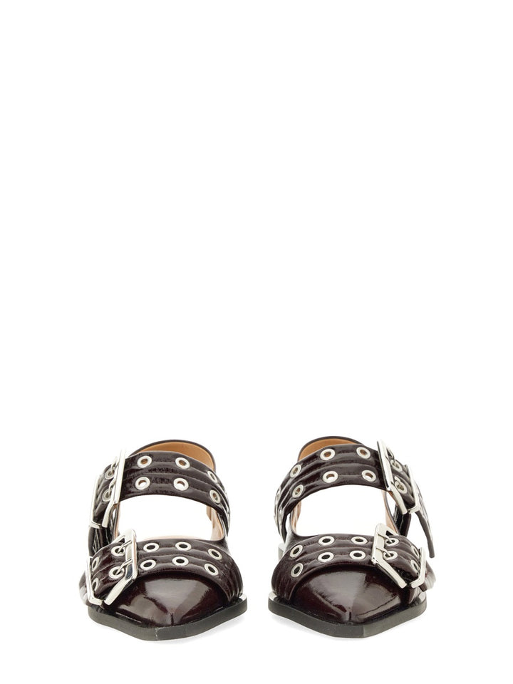 Ganni Flat Shoes - Burgundy | Wanan Luxury