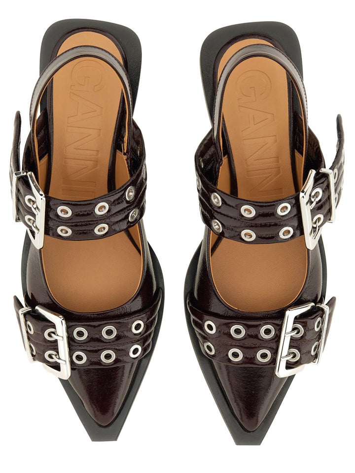 Ganni Flat Shoes - Burgundy | Wanan Luxury