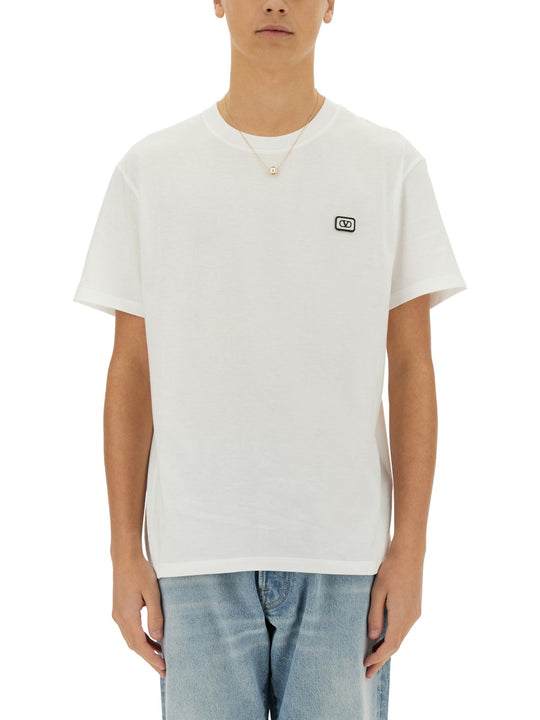 Cotton T-Shirt With "Vlogo" Patch
