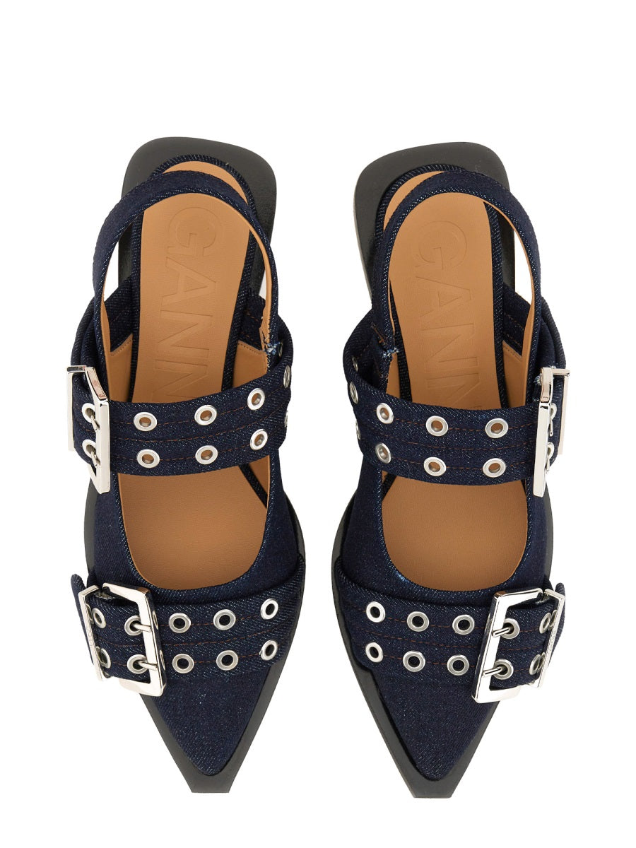 Ganni Flat Shoes - Blue | Wanan Luxury