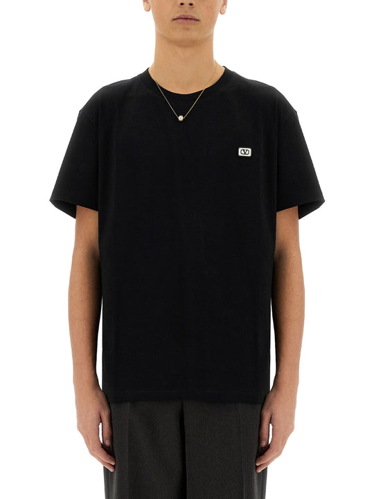 Cotton T-Shirt With "Vlogo" Patch