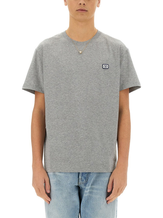 Cotton T-Shirt With "Vlogo" Patch
