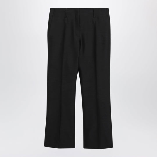 Black Ankle-Length Trousers In Wool And Silk
