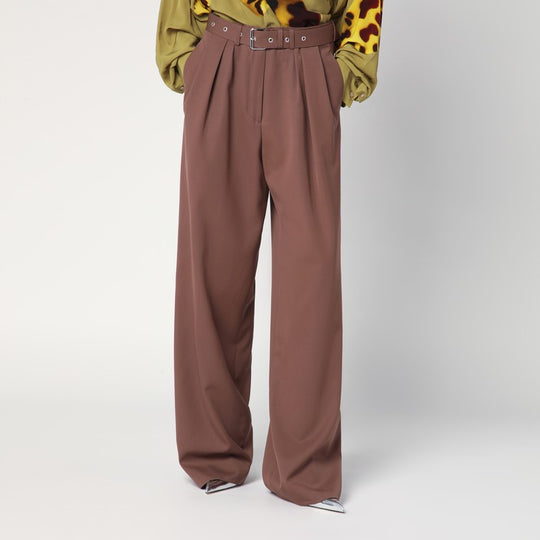 Wide Taupe Cotton Trousers