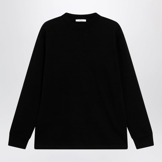Black Cotton Crew-Neck Sweater