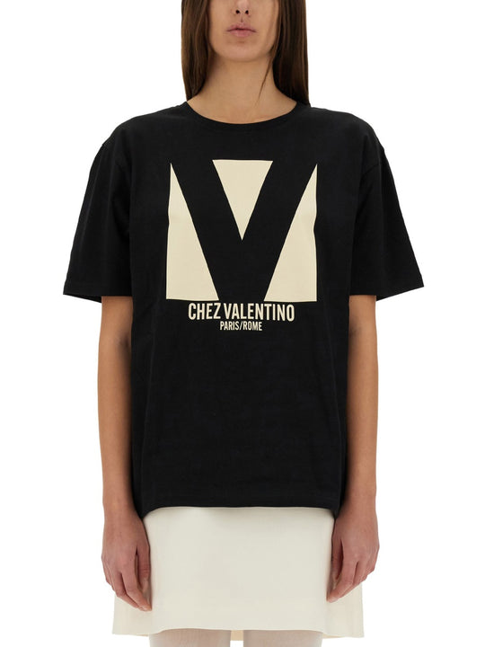 "Chez Valentino" Print T-Shirt