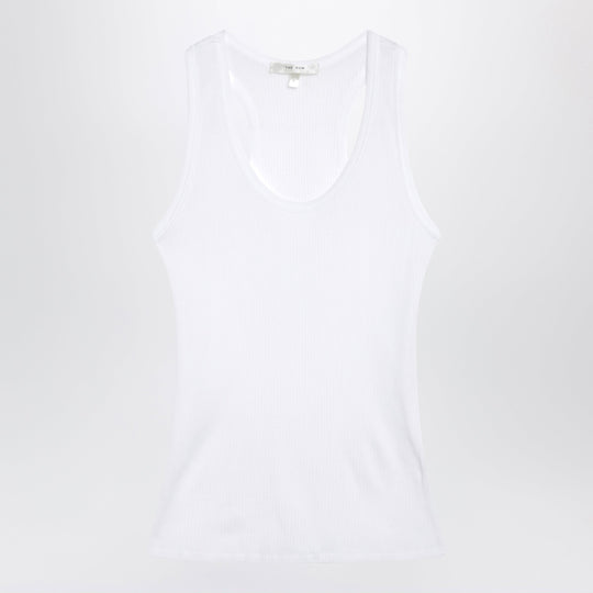 Cendrea Ribbed Cotton Jersey Tank Top In White