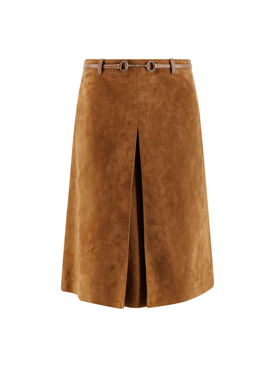Suede Skirt With Horsebit Detail