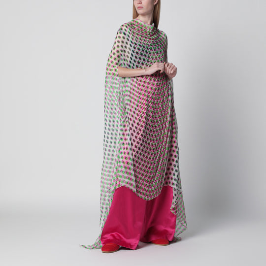 Écru Polka-Dot Sheer Silk Cape