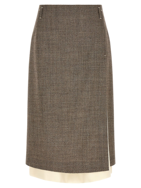 Multi-Layer Hem Skirt Skirts Beige