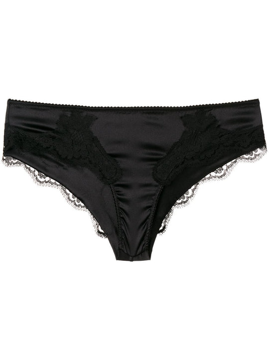 Satin Briefs With Lace Detailing