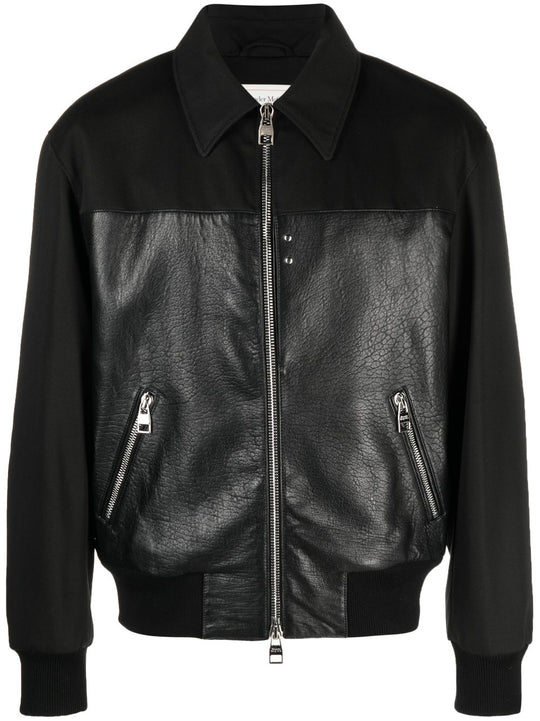 Panelled Zipped Bomber Jacket