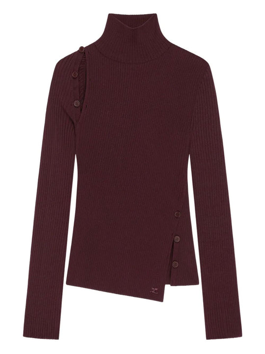 Oblique Butonned Mockneck Sweater