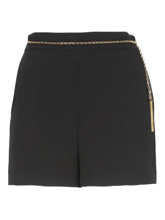 Lightweight Crepe Shorts With Jewel Chain