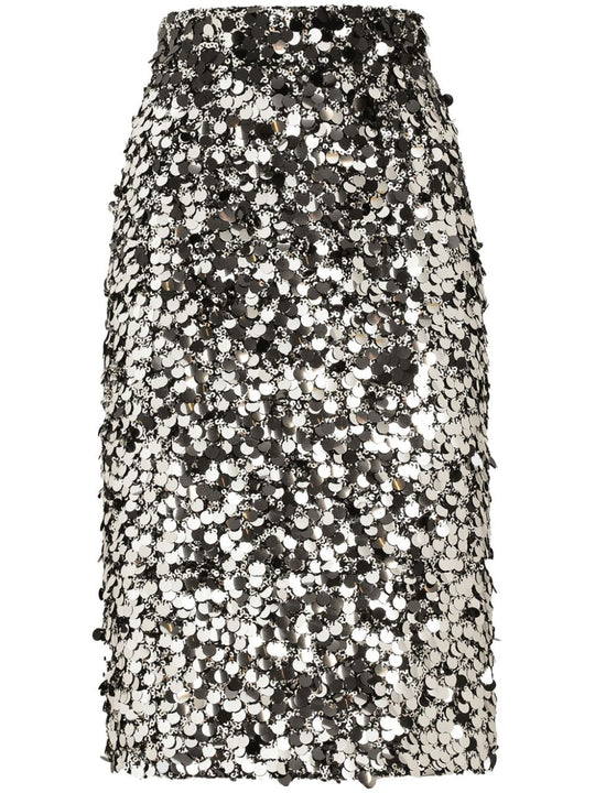 Sequin-Embellished Midi Skirt