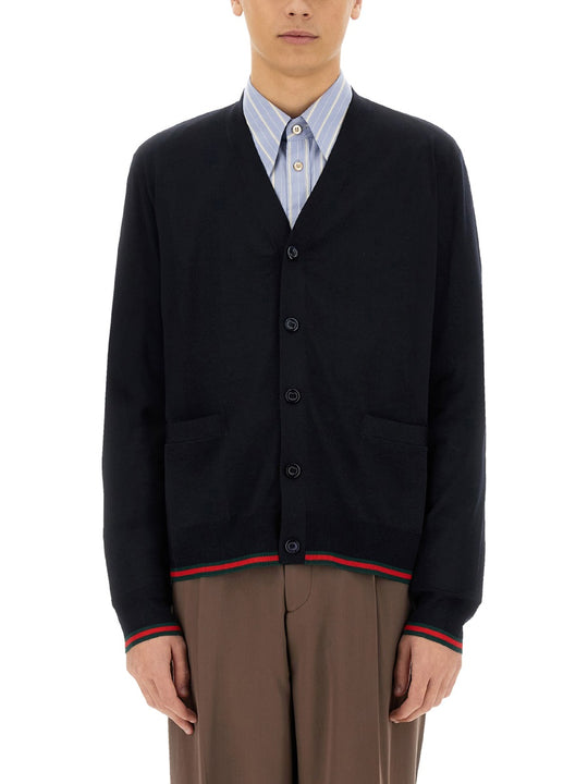 Knitted Wool Cardigan With Web Pattern