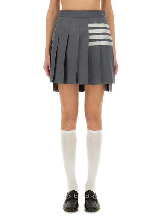 "4-Bar" Mini Pleated Skirt