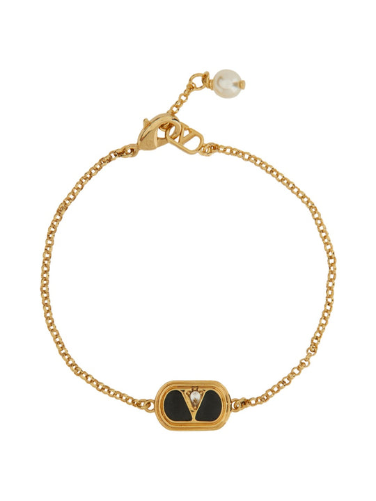 Metal, Enamel, Crystal And Swarovski® Pearl "Ovalette" Bracelet