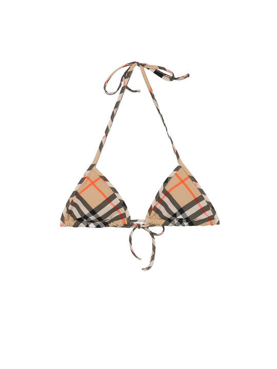 Nylon Bikini Top With Burberry Check Print