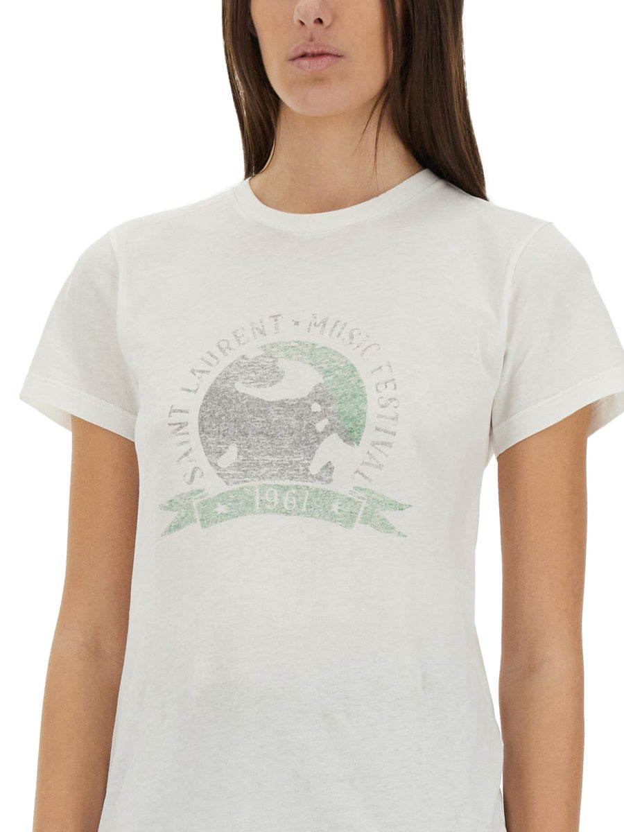 Saint Laurent T shirts - Beige | bb3221128393ba74e6370b96590caca0ae8f3948