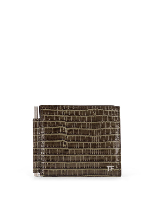 Leather Wallet With Croco Effect