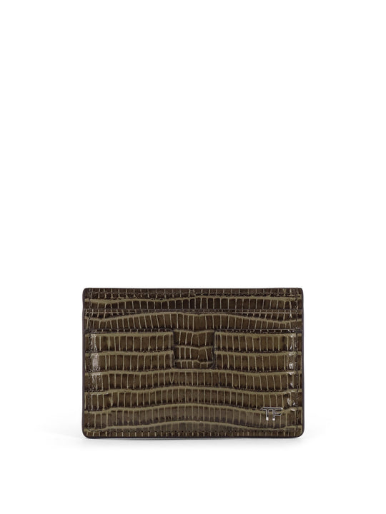 Leather Cardholder With Croco Effect