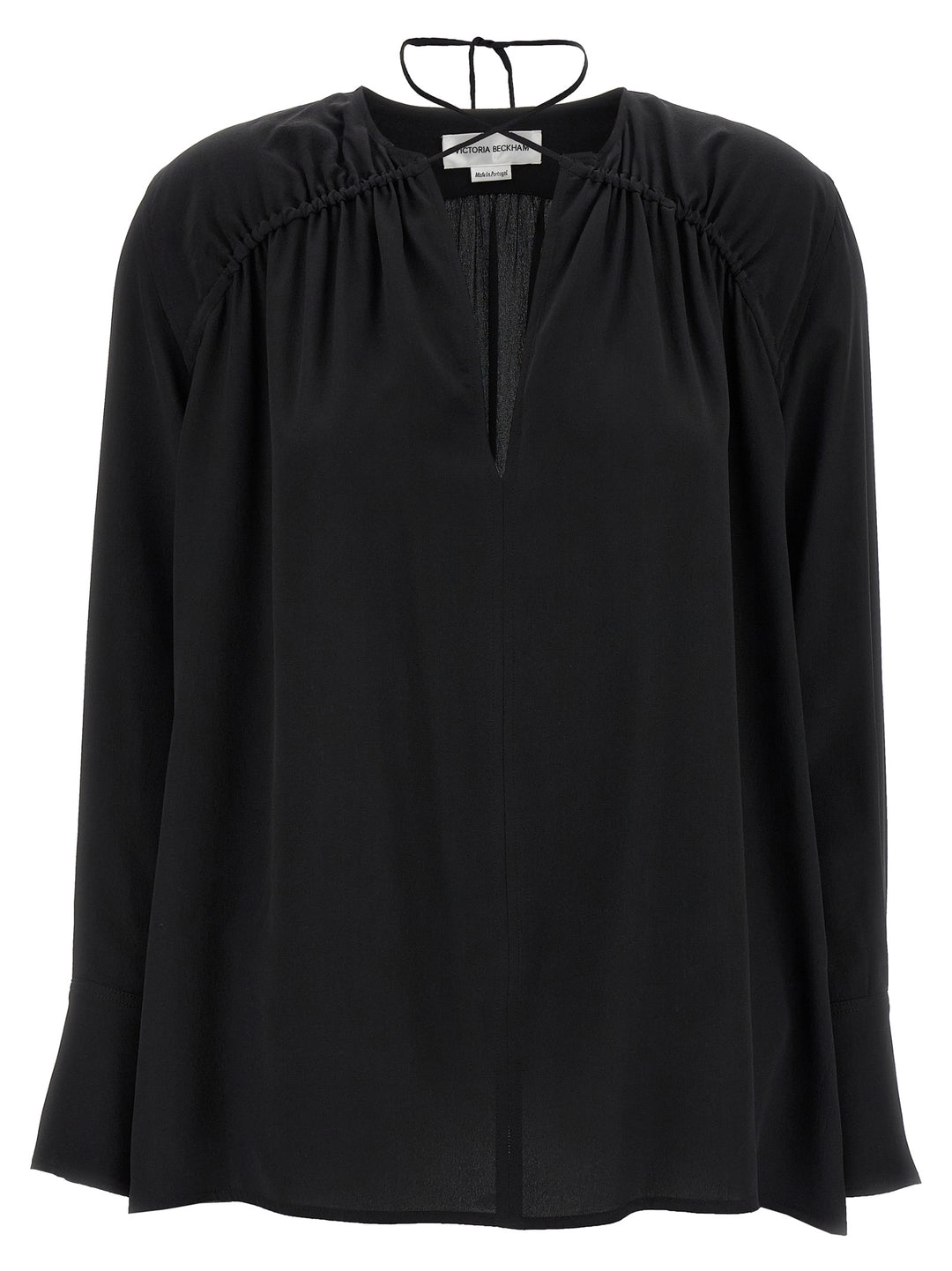 Victoria Beckham Gather Detail Tie Shirt and Blouse - Black | 9c356018394b665324005d54bda1c09b19753565