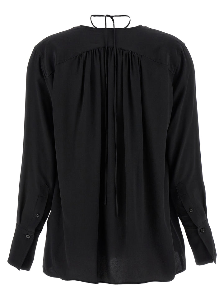 Victoria Beckham Gather Detail Tie Shirt and Blouse - Black | 600857aa7cb8b784bac36be4d3c941e632900528