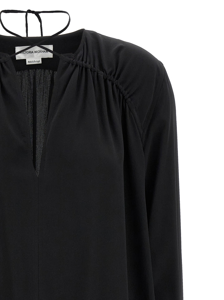 Victoria Beckham Gather Detail Tie Shirt and Blouse - Black | 12d8026e009b3fb706902886b64e2712fe63d0ec