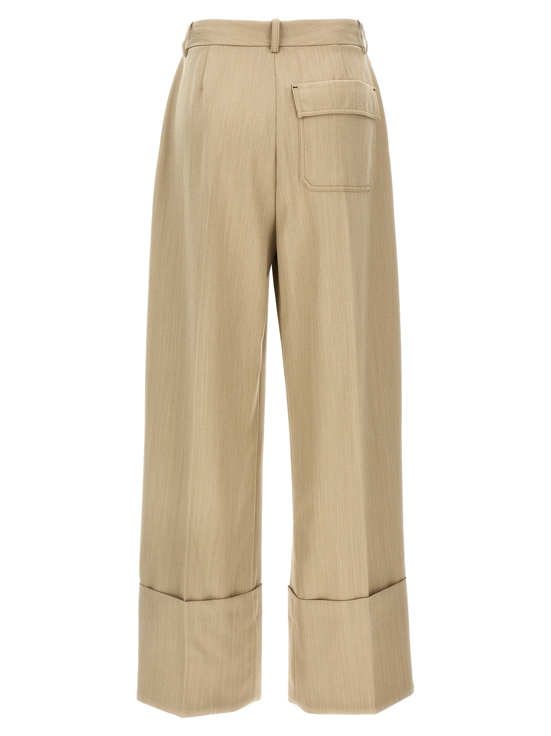 Victoria Beckham Maxi Turn-Up Pants - Beige | 9f55b0b409d8192a84e176cb7955f7dcd51ff0ee