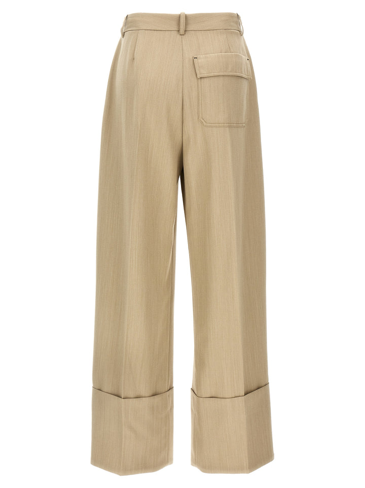 Victoria Beckham Maxi Turn-Up Pants - Beige | 9f55b0b409d8192a84e176cb7955f7dcd51ff0ee
