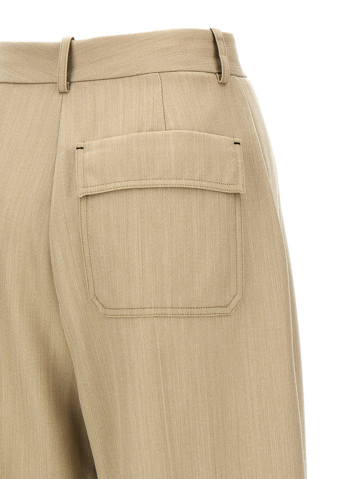 Victoria Beckham Maxi Turn-Up Pants - Beige | 1306b4a0292f5629d37d895058cb4df827a91f56