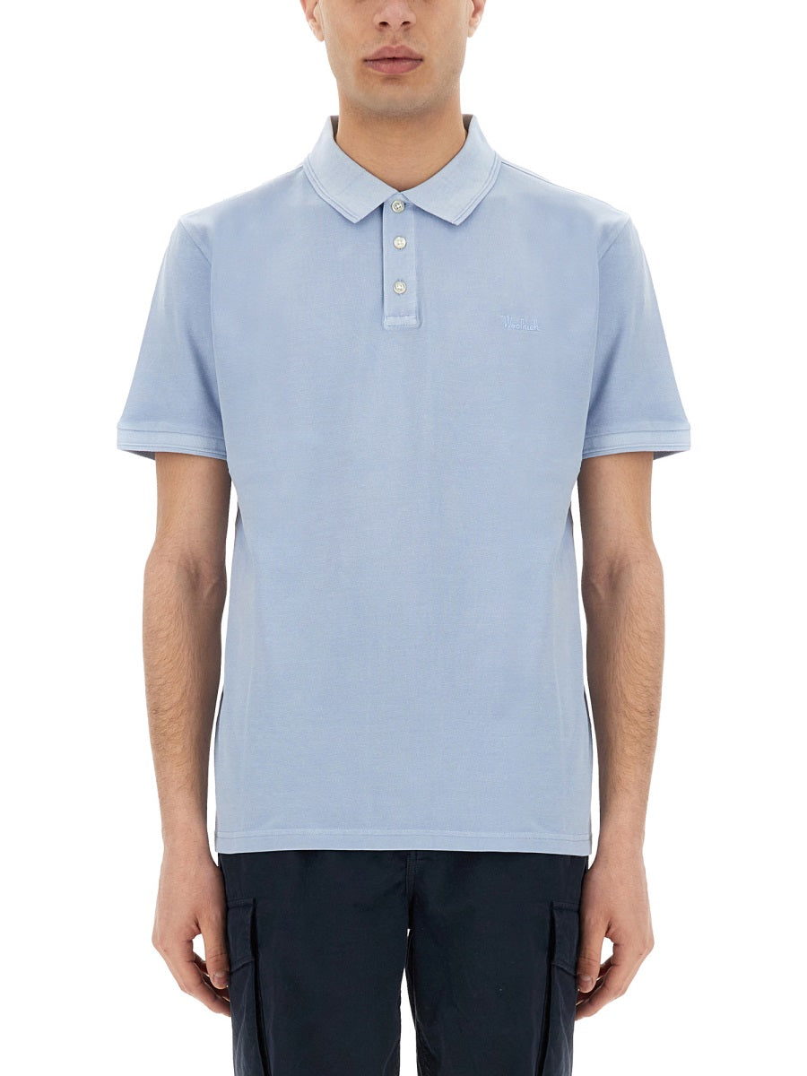 Woolrich Polo - White, Light Blue | Wanan Luxury