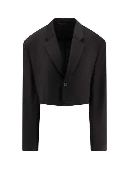 Single Breasted Cut Off Viscose And Wool Blazer