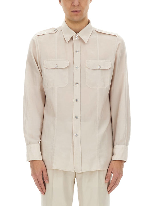 Cotton And Silk Military Shirt