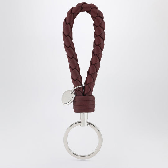 Bordeaux Intrecciato Leather Key Ring