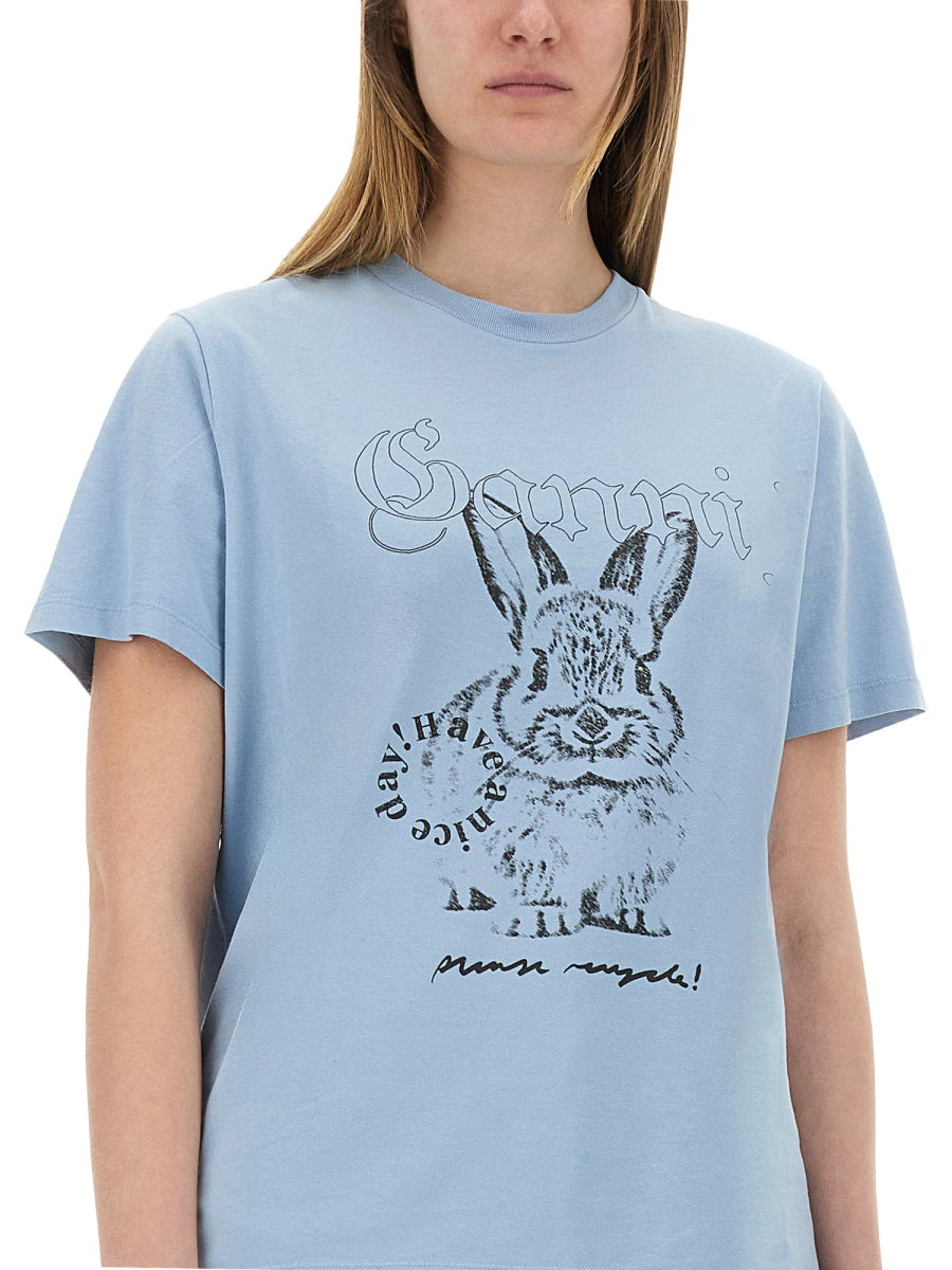 Ganni T shirts - White, Light Blue | Wanan Luxury