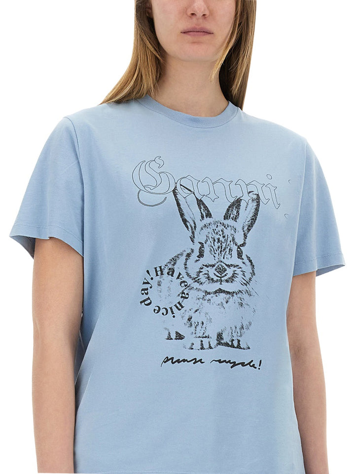 Ganni T shirts - White, Light Blue | Wanan Luxury