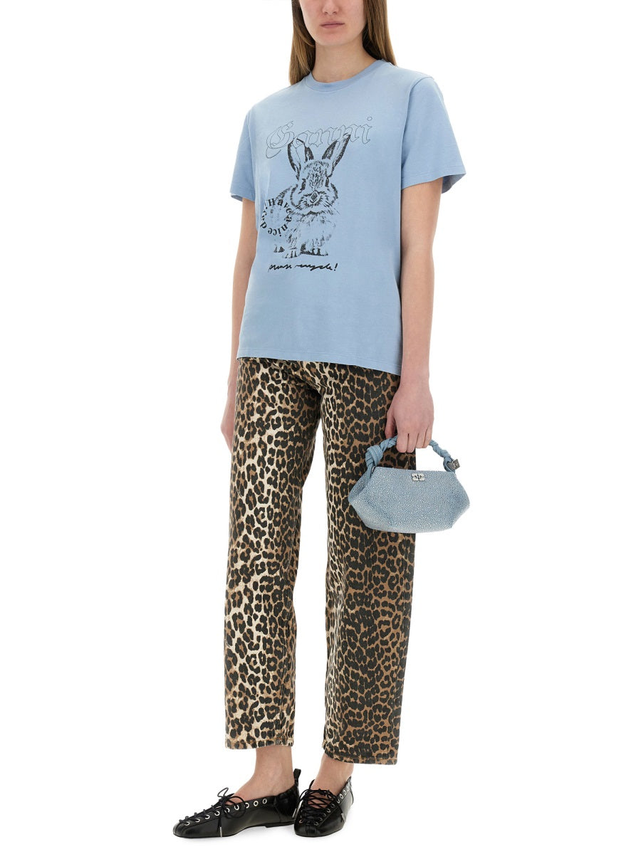 Ganni T shirts - White, Light Blue | Wanan Luxury