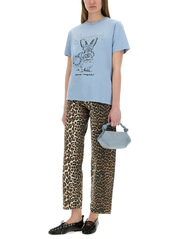 Ganni T shirts - White, Light Blue | Wanan Luxury