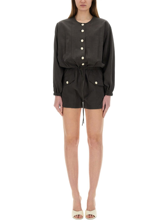 Short Silk Canvas Jumpsuit